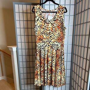 NWT LuLaRoe Animal Print Nicki Sleeveless A-Line Dress in Orange and Black